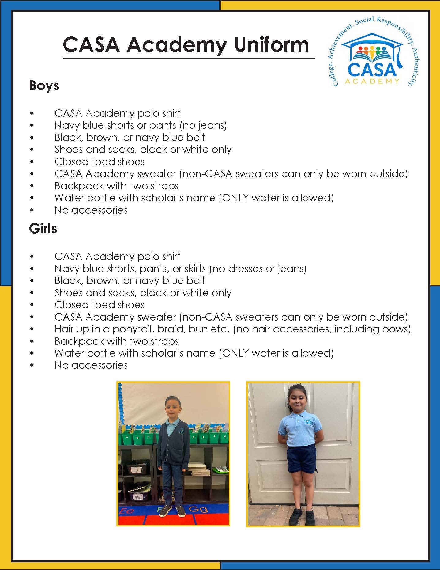 CASA Academy's uniform policy